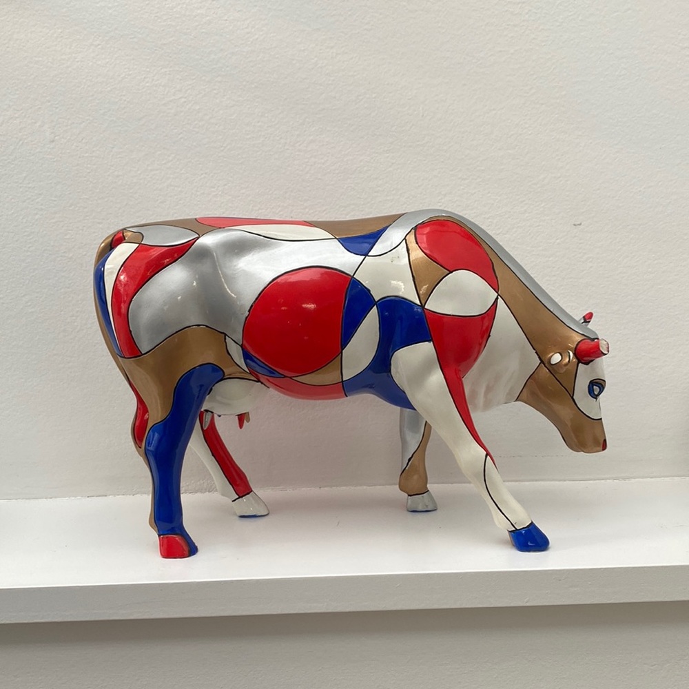 CowParade collectible resin art deco cow sculpture
